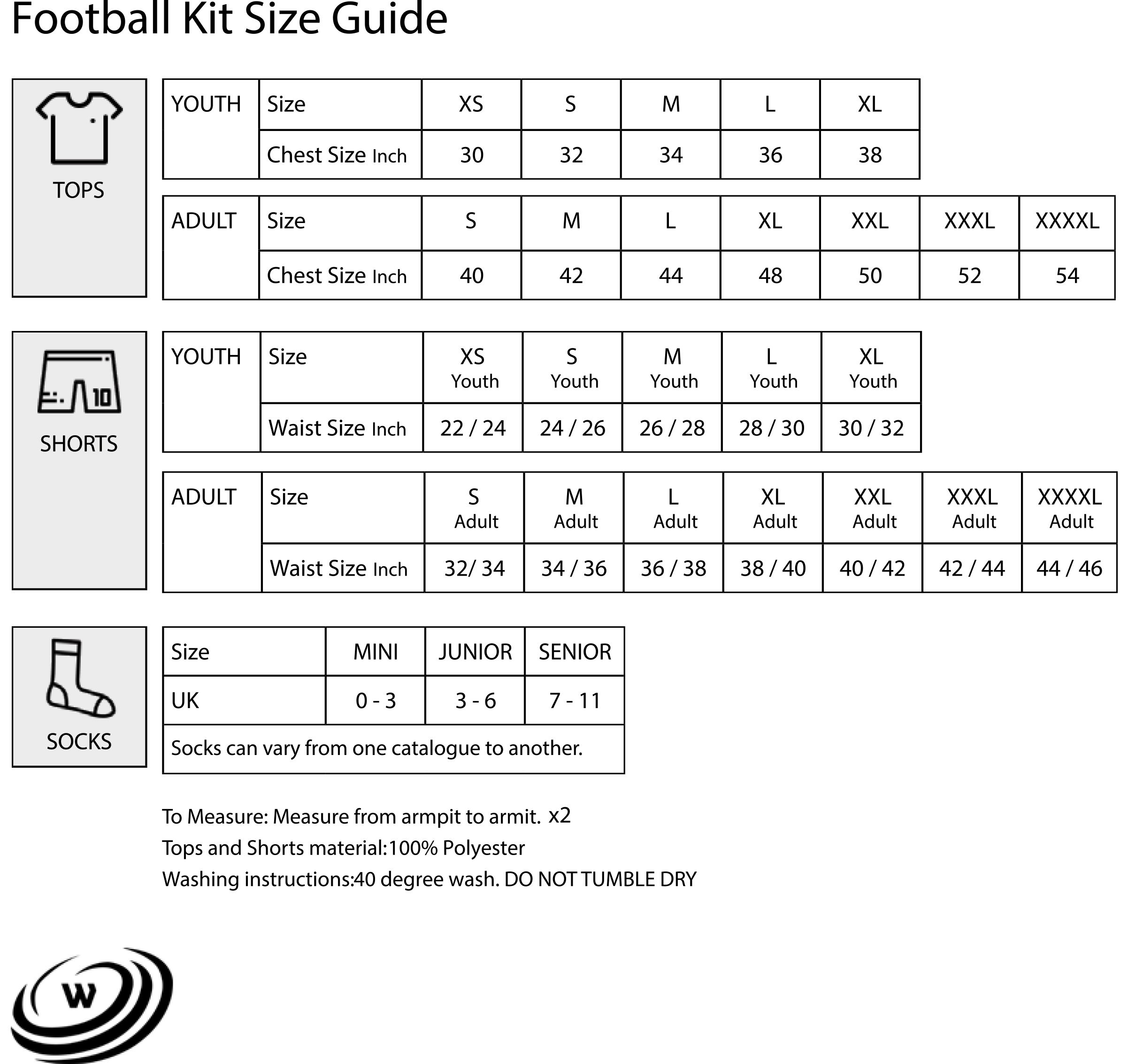 Football sizes