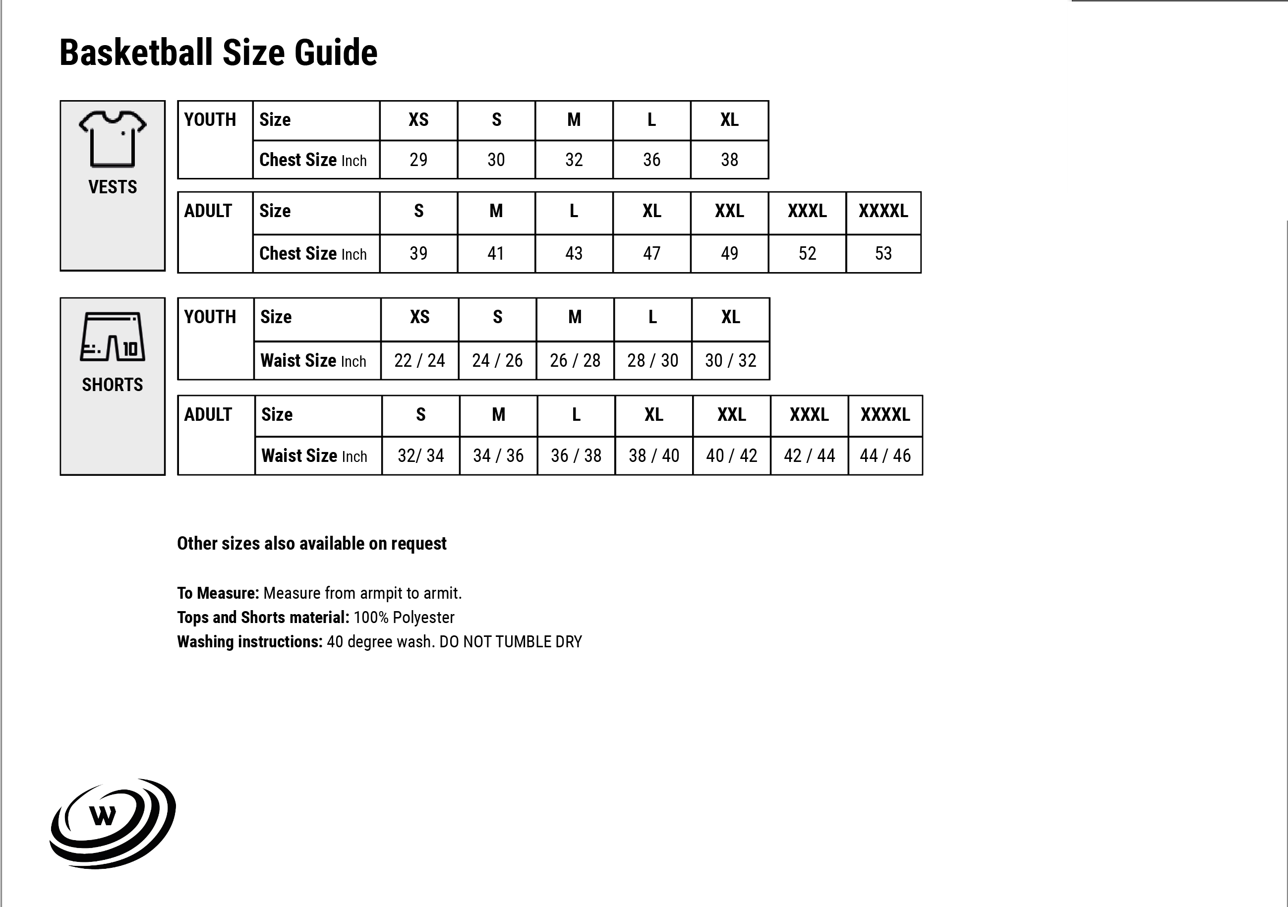Sportswear Size Guide